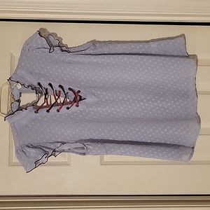 Ladies Short Sleeve Lace up Blouse by Living Doll